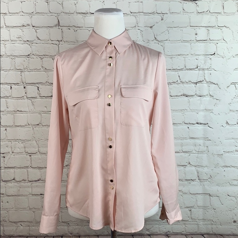 Ivanka Trump Pink Gold Button Down Blouse